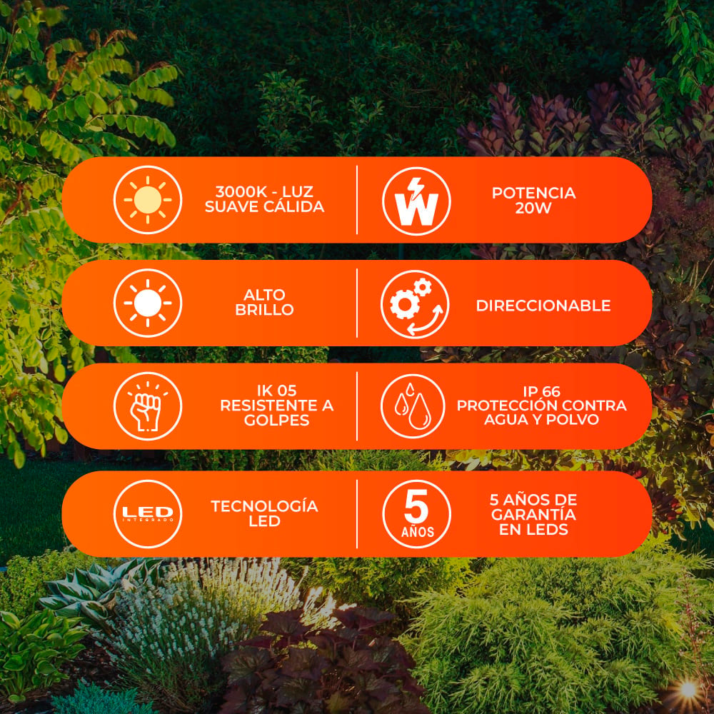 REFLECTOR EXT LED 20W 100-240V 1800LM 3000K NGR***HAE2025***