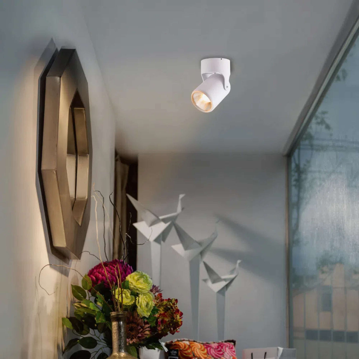 LAMPARA INTERIOR LED 20W. ALRIYA II SPOT SOBREPONER LUZ SUAVE CALIDA DIRIGIBLE BLANCO *** EXHIBIDO ***