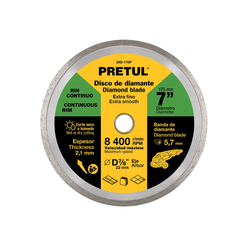 DISCO DE DIAMANTE RIN CONTINUO 7" PRETUL