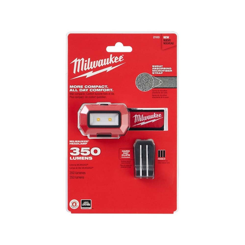 LINTERNA PARA CASCO / CABEZA 300 LUMENES 4 CLIPS PARA CASCO 3 BATERIAS AAA MILWAUKEE