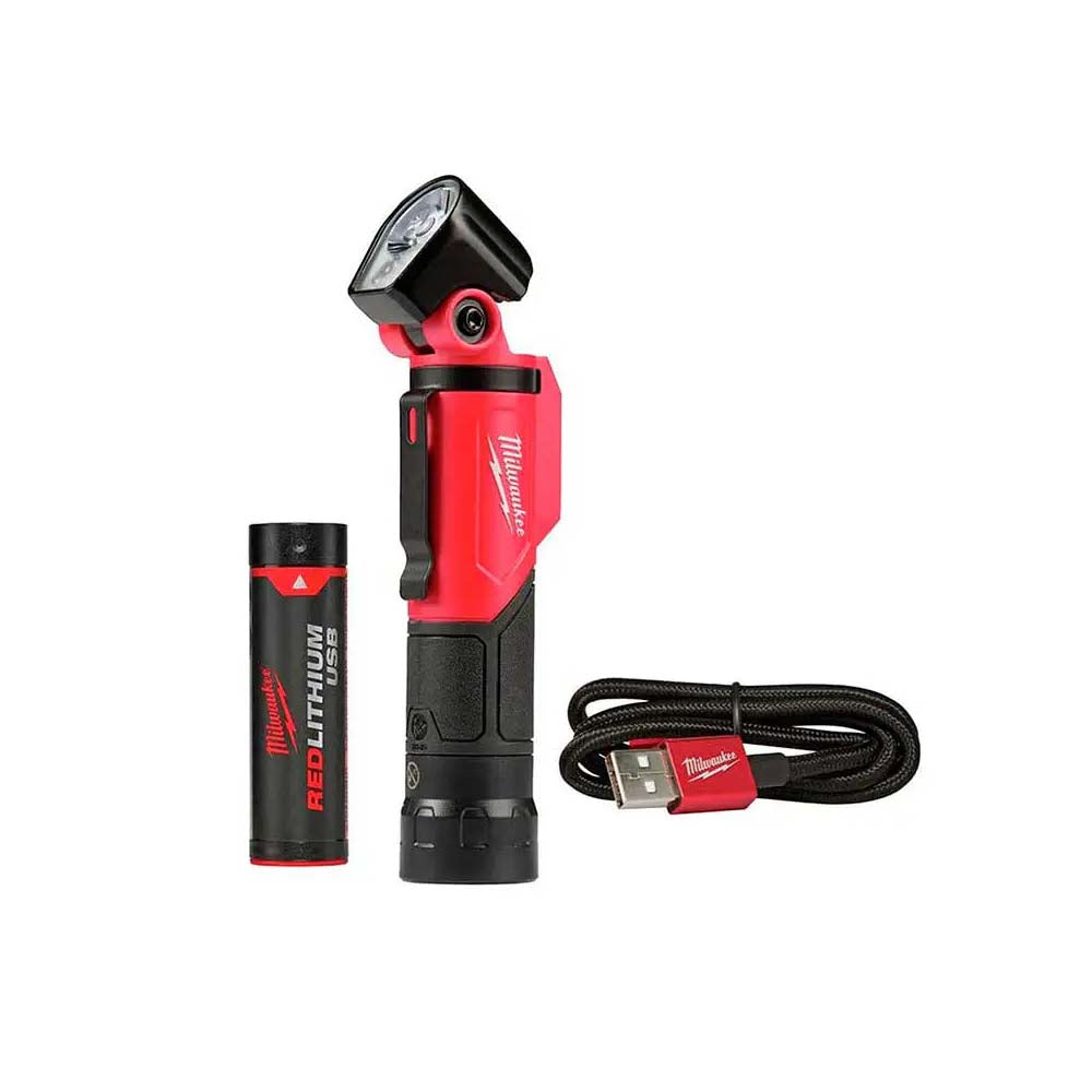 LINTERNA DE MANO CON PIVOTE 500 LUMENES RECARGABLE USB REDLITHIUM 1 BATERIA USB REDLITHIUM CABLE USB MILWAUKEE