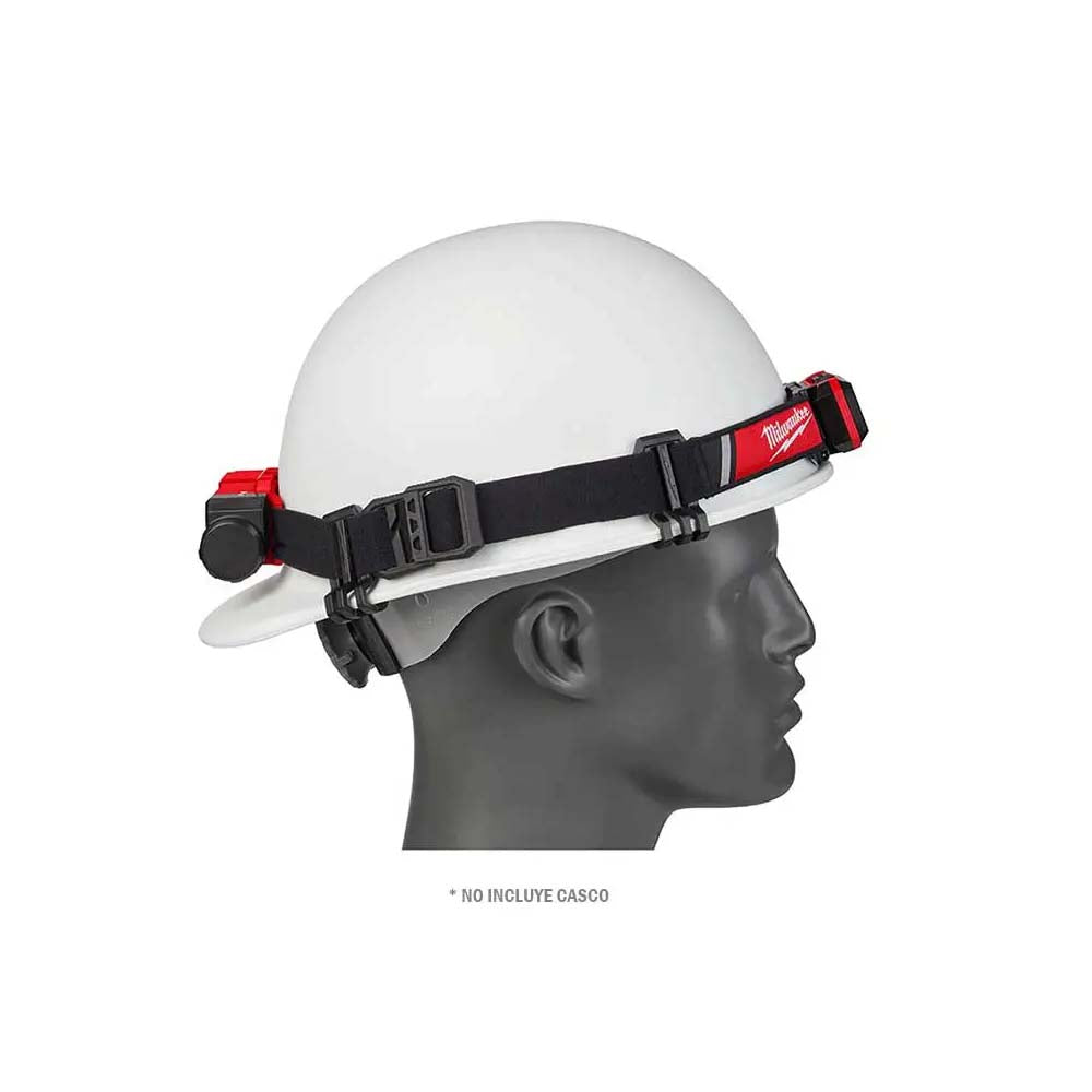 LINTERNA PARA CASCO / CABEZA PERFIL BAJO 600 LUMENES RECARGABLE USB REDLITHIUM BATERIA USB REDLITHIUM CABLE USB 4 GANCHOS PARA CASCO UNIVERSALES MILWAUKEE