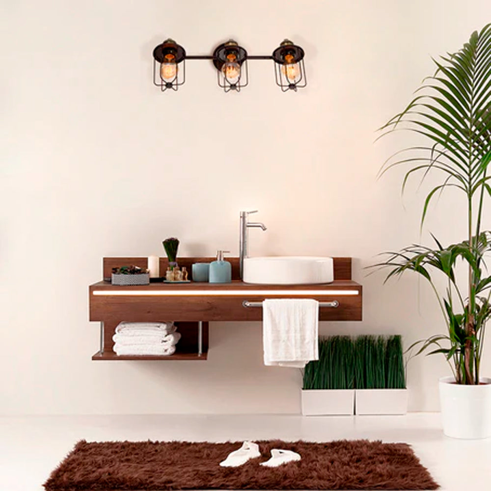 LAMPARA DE PARED NEGRO OSCURO VANITY DE BANO 40W T45 3 LUCES