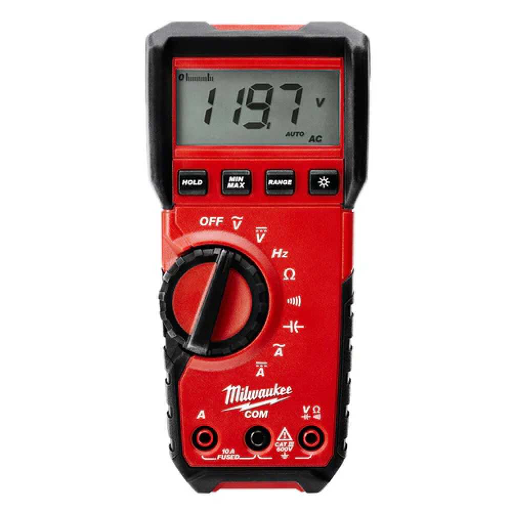 MULTIMETRO DIGITAL TRUE RMS ALTA RESISTENCIA CAT III 600V-10A AC/DC INCLUYE DOS BATERIAS AA Y CABLES DE PRUEBA MILWAUKEE