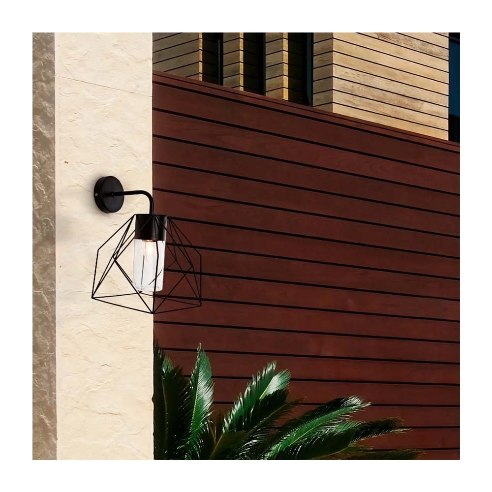 APLIQUE EXTERIOR DE PARED NEGRO 1L E27 10W IP44 LUMIMEXICO *** HA. LUMI ***