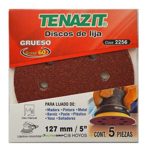 DISCO DE LIJA AUTOADHERIBLE ANTIESTATICO PARA LIJADORA ROTOORBITAL GRANO RUESO BOLSA CON 5 PIEZAS