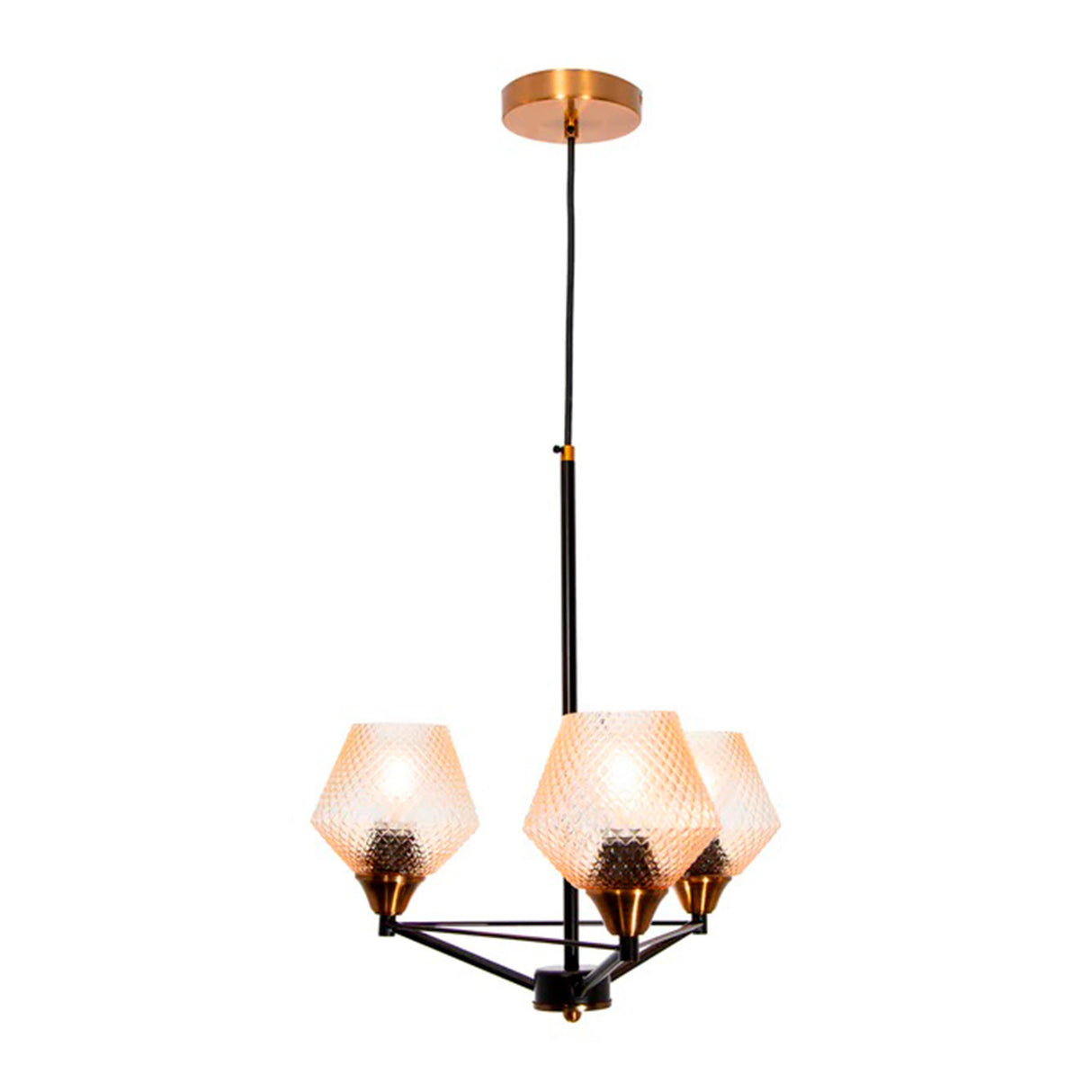 LAMPARA COLGANTE BRONCE DORADO 60W E27 3 LUCES 120V 46X77 S/FOCO LUMIMEXICO *** HA. LUMI ***