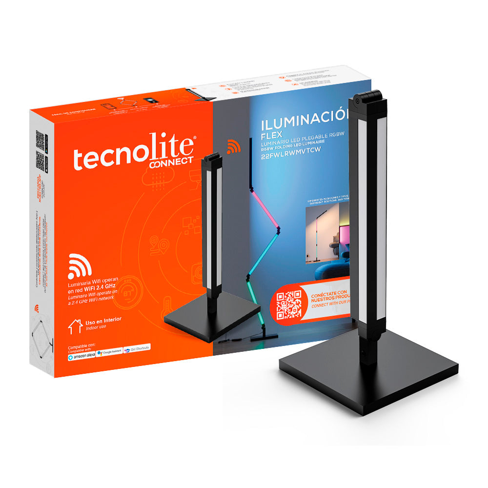 LAMPARA DE PIE/PARED PLEGABLE INTELIGENTE WIFI 22W LUZ RGB + BLANCA PERSONALIZABLE C/APP MOVIL Y ASISTENTES DE VOZ