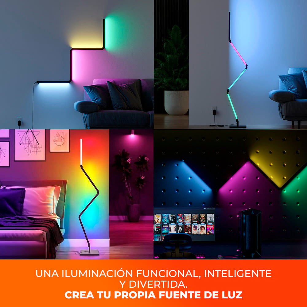 LAMPARA DE PIE/PARED PLEGABLE INTELIGENTE WIFI 22W LUZ RGB + BLANCA PERSONALIZABLE C/APP MOVIL Y ASISTENTES DE VOZ