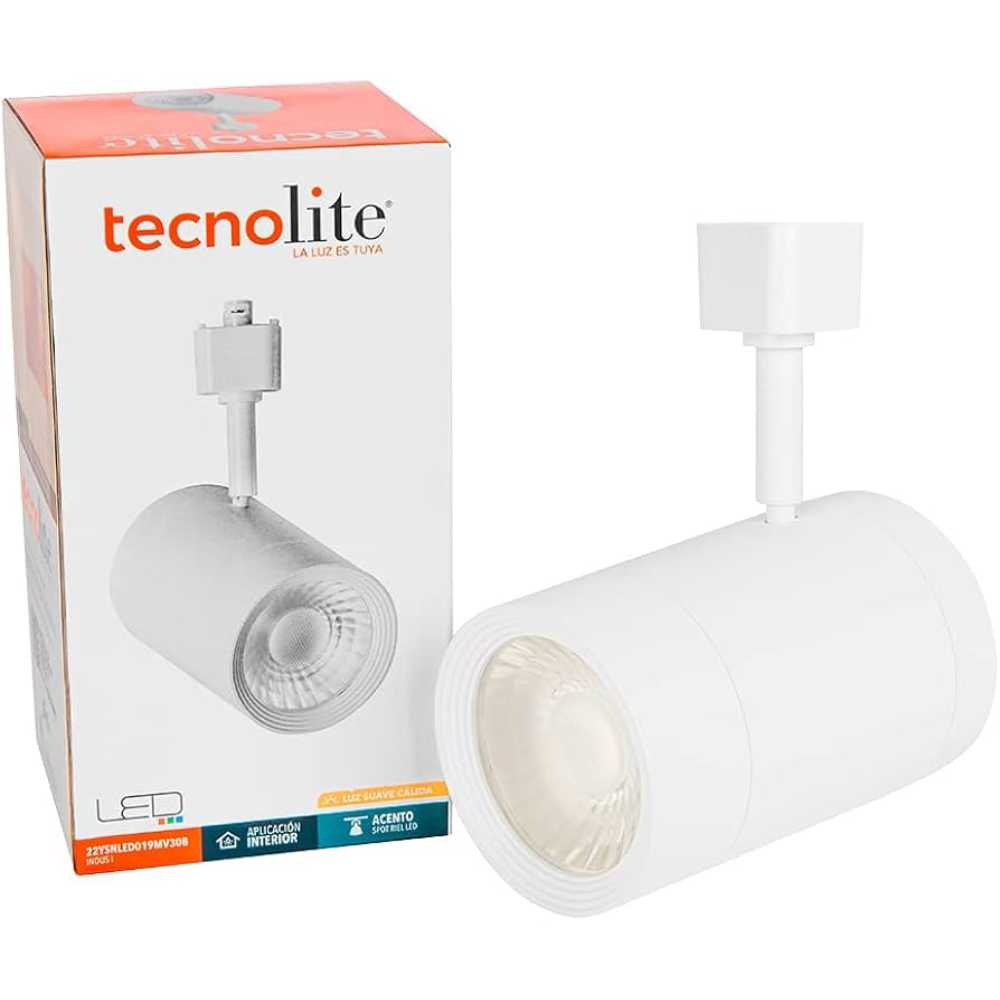 SPOT DE RIEL LED INDUS I TECNOLITE DIRIGIBLE DE INTERIOR 22W LUZ SUAVE CÁLIDA BLANCO