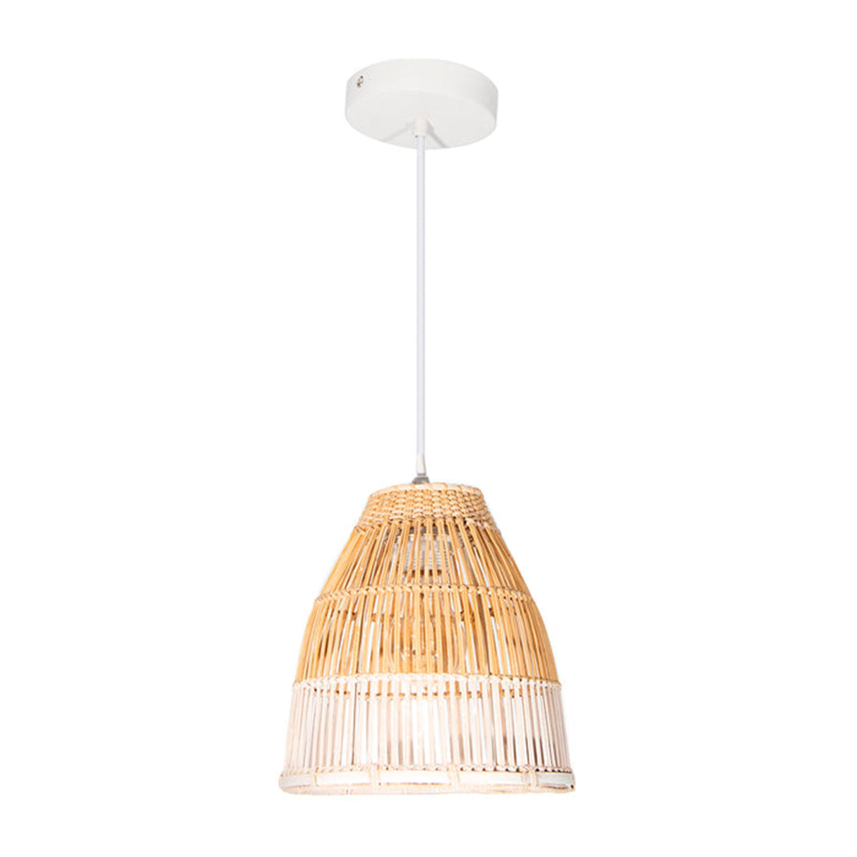 LAMPARA COLGANTE ESTILO JAPONES RATAN BLANCO 40W SOCKET E27 1 LUZ 120V 20.5X20.5X23 S/FOCO *** HA. LUMI ***