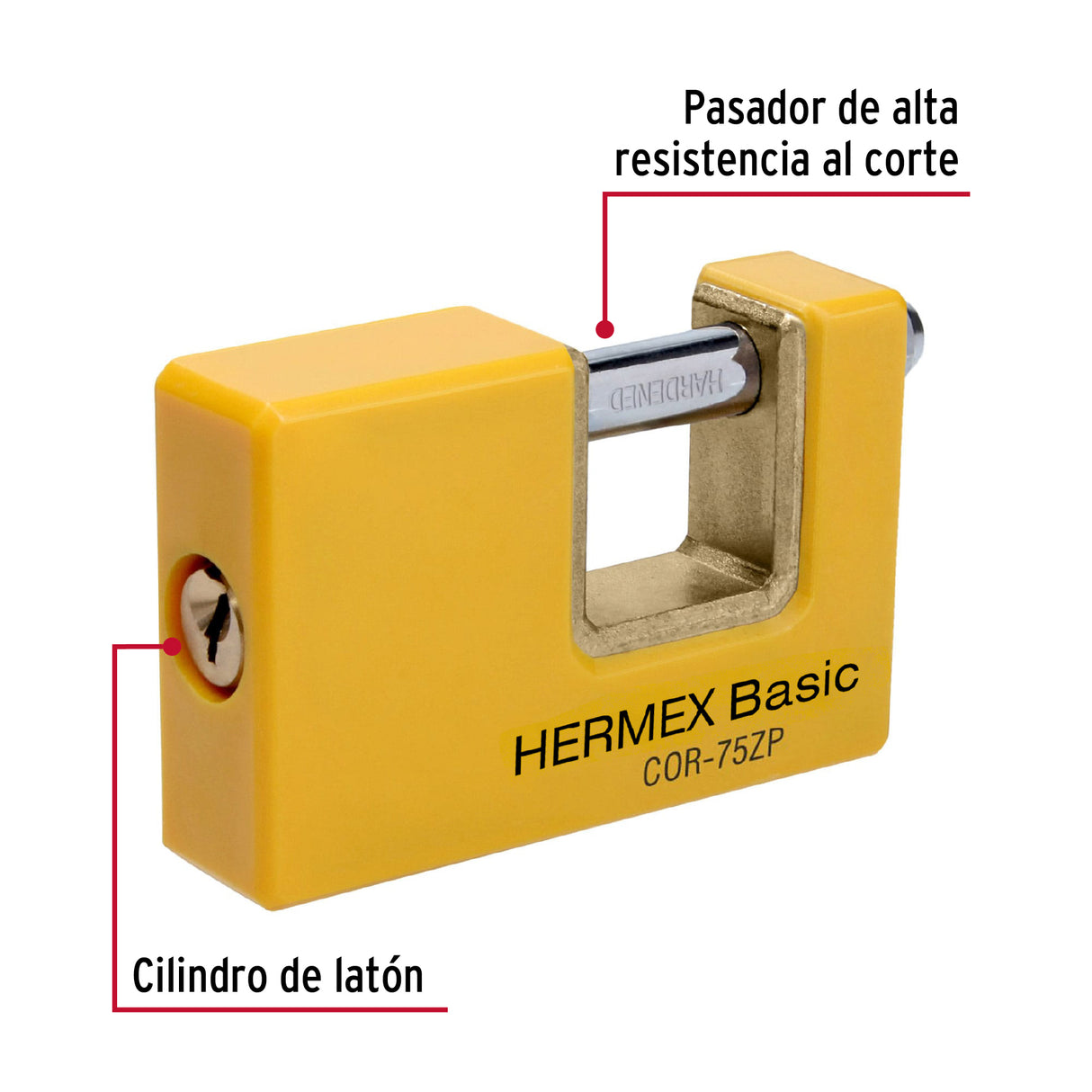 CANDADO ANTIPALANCA 75MM CUERPO METALICO HERMEX