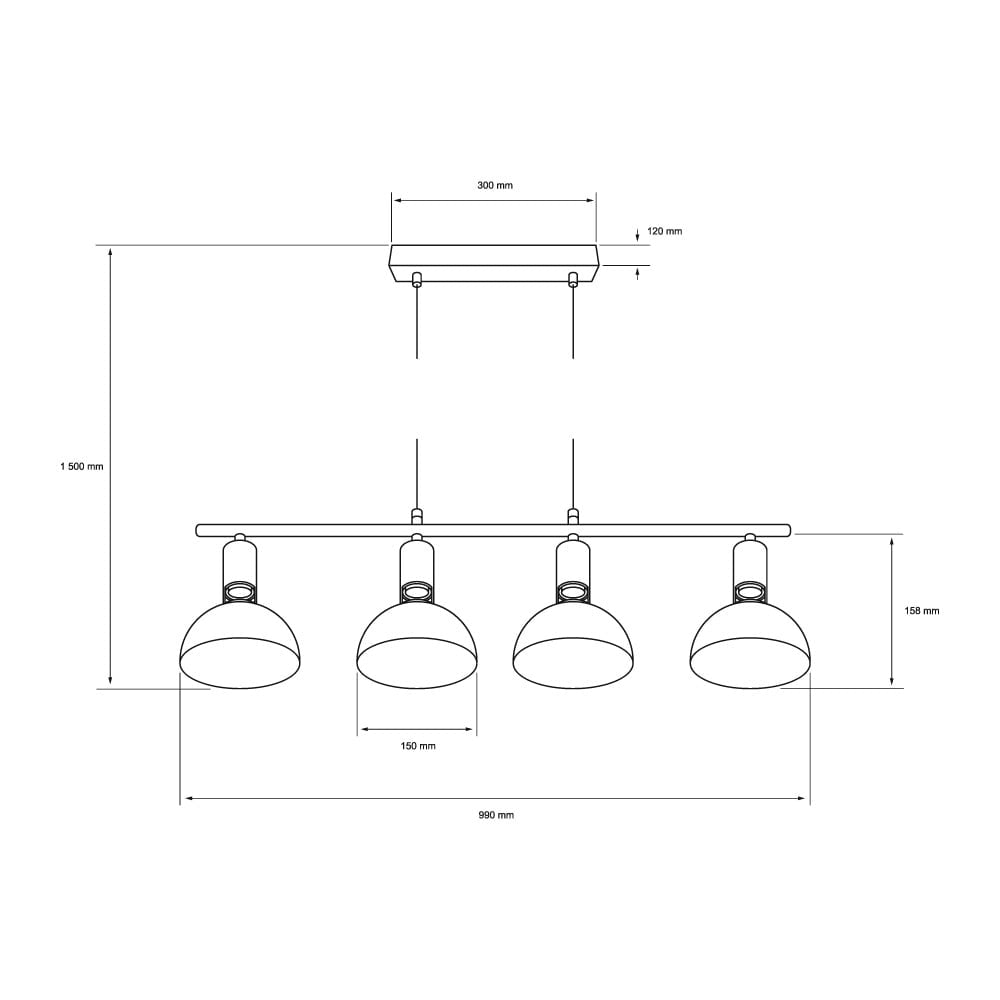 LUMINARIO INT SUSP S/L 100-240V E27 NEGRO 240CTL8002MVN