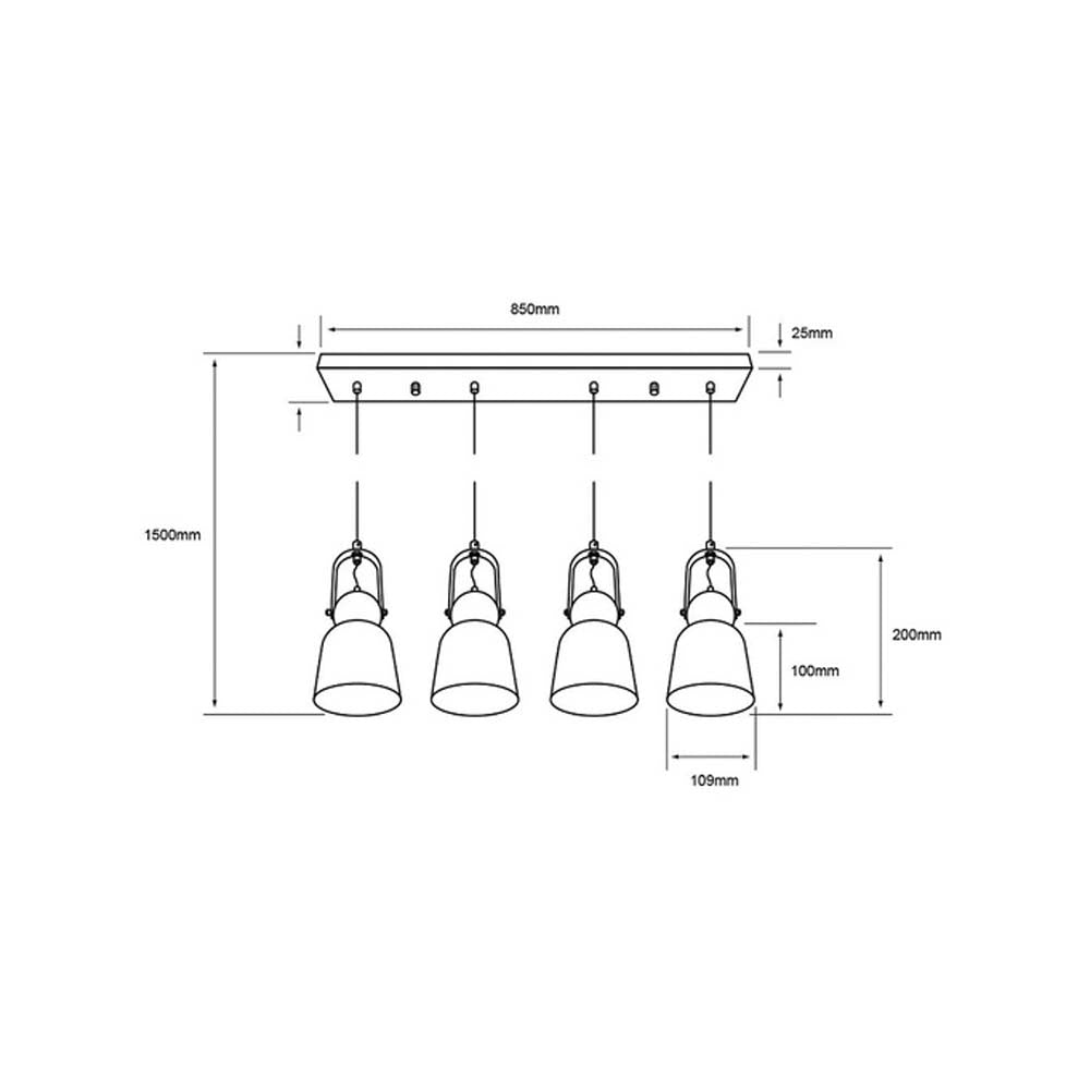 LÁMPARA DE INTERIOR TECNOLITE RAN II PARA SUSPENDER CUATRO BASES E27
