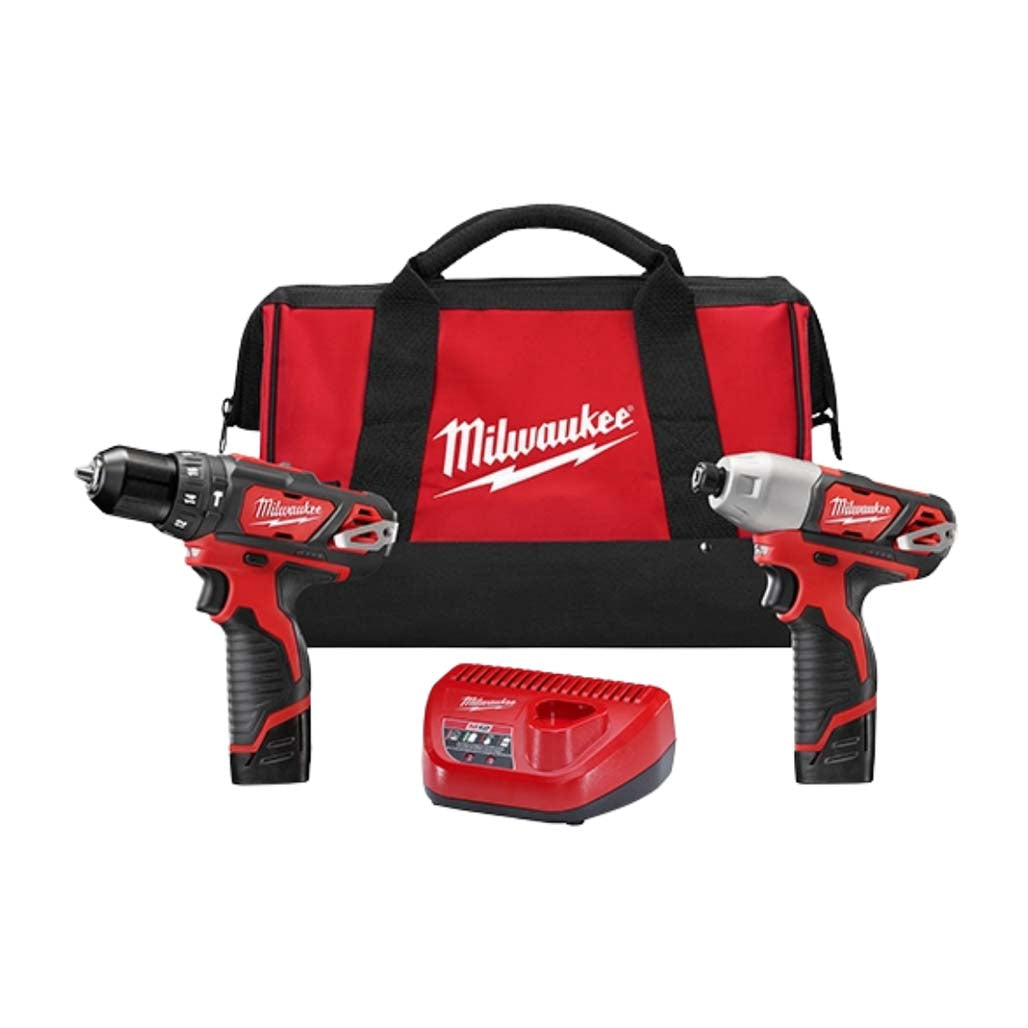 KIT HERRAMIENTAS INALAMBRICAS M12: TALADRO PERCUTOR / DESTORNILLADOR 3/8" DESTORNILLADOR DE IMPACTO HEXAGONAL 1/4" M12 2 BATERIAS 12V. 1.5AMP M12 CARGADOR DE BATERIA M12 MILWAUKEE
