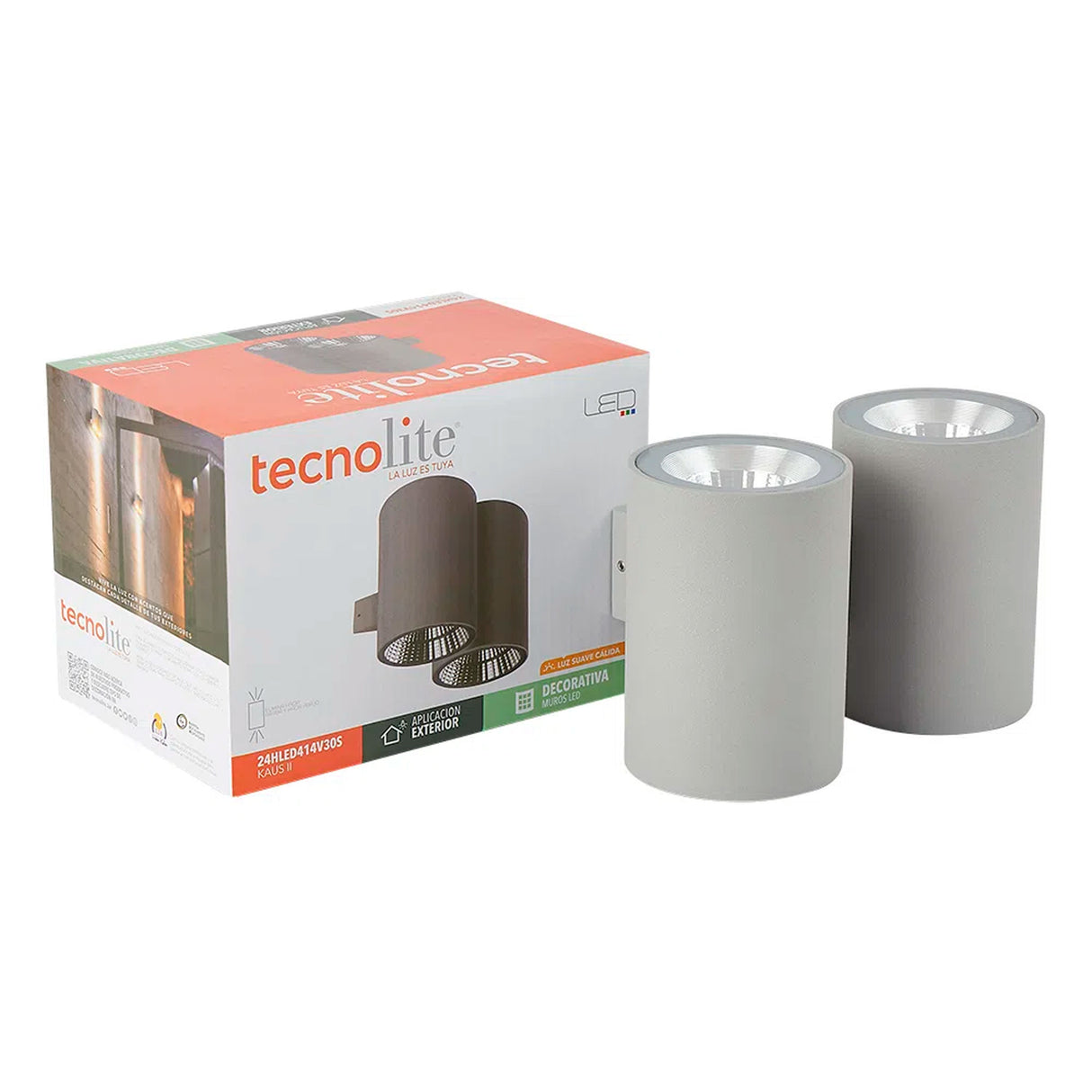 LÁMPARA DE EXTERIOR LED KAUS II TECNOLITE PARED ARBOTANTE 24W LUZ SUAVE CÁLIDA IP44 CUATRO FUENTES DE LUZ LED INTEGRADO ***TECNOLITE HAE***