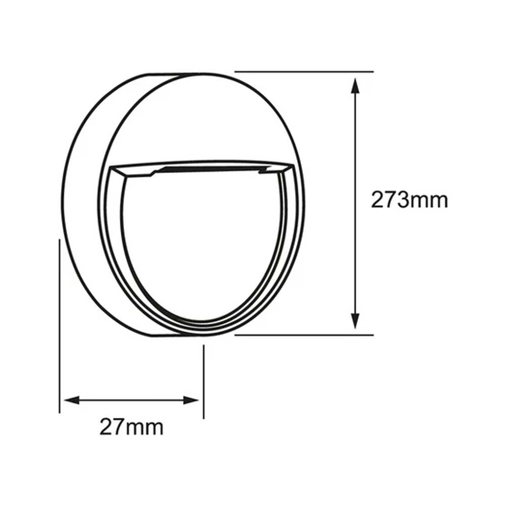 LUZ DE CORTESIA LED SOBREP. MURO 24W/127V. 3000K ALUM. GRIS HUNOR III ***TECNOLITE HAE***