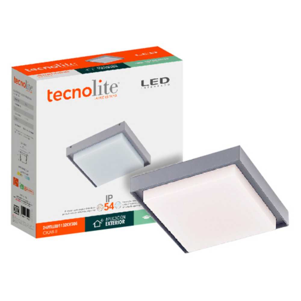 PLAFON CUADRO LED SOBREP. TECHO 24W/127V. 3000K ALUM. GRIS OKAB II