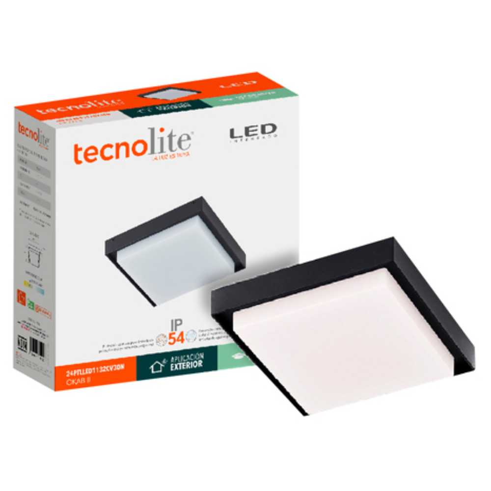 PLAFON CUADRO LED SOBREP. TECHO 24W/127V. 3000K ALUM. NEGRO OKAB II