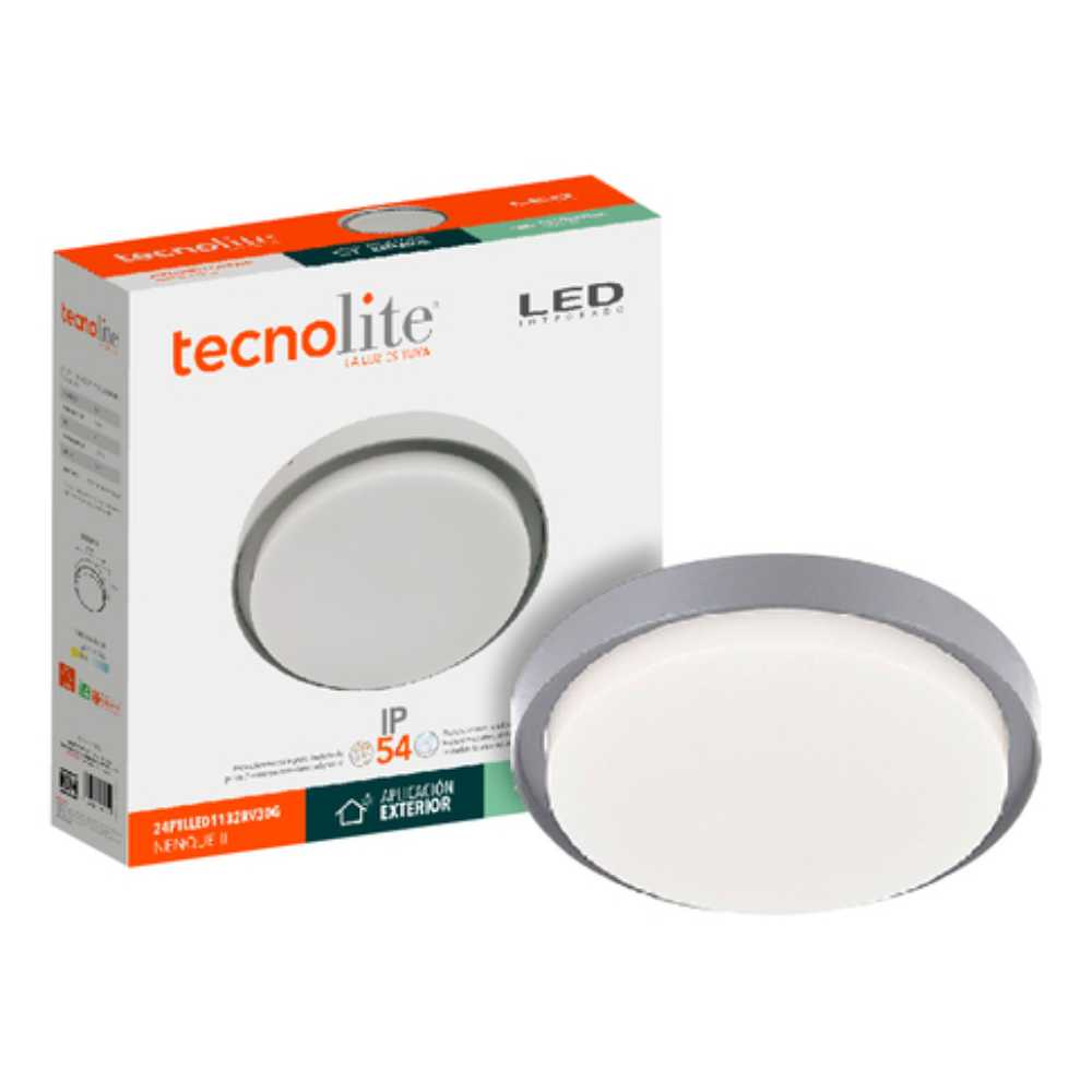 PLAFON LED SOBREP. TECHO 24W/127V. 3000K ALUM. GRIS NENQUE II