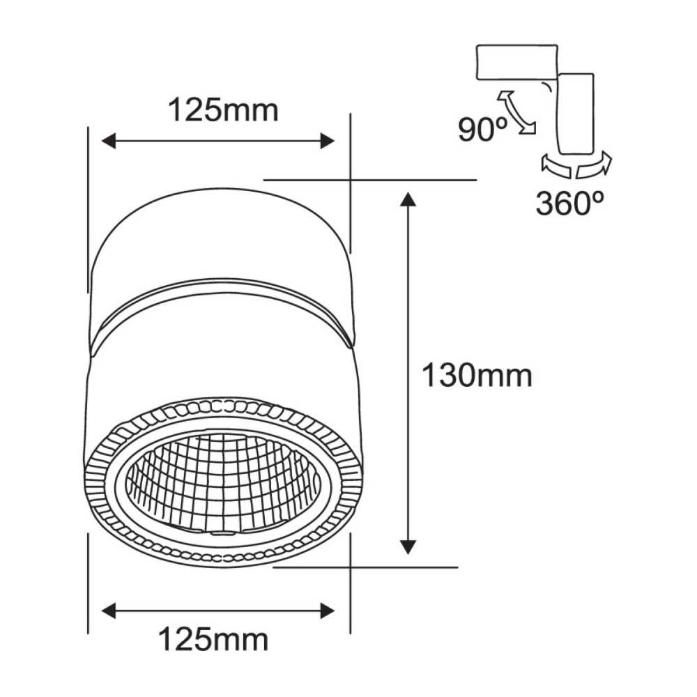 LÁMPARA DE INTERIOR LED TECNOLITE PRAIA SPOT PARA SOBREPONER 24W LUZ SUAVE CÁLIDA