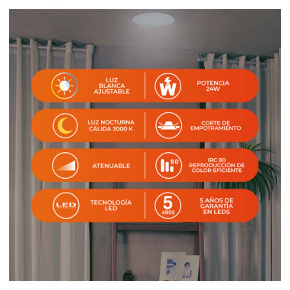 LAMPARA DOWNLIGHT DE INTERIOR PARA EMPOTRAR DE 18W COLOR BLANCO AINALA III TECNOLITE