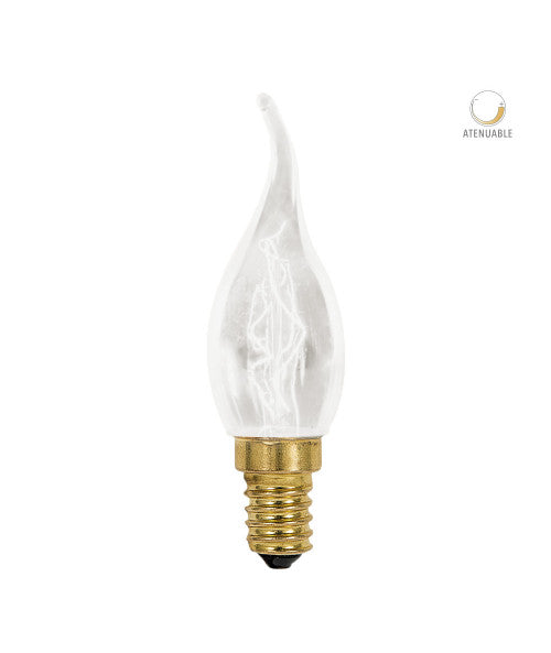 FOCO INCANDESCENTE TECNOLITE TIPO VELA ATENUABLE 25W LUZ SUAVE CÁLIDA BASE E12 ***TECNOLITE HAE***