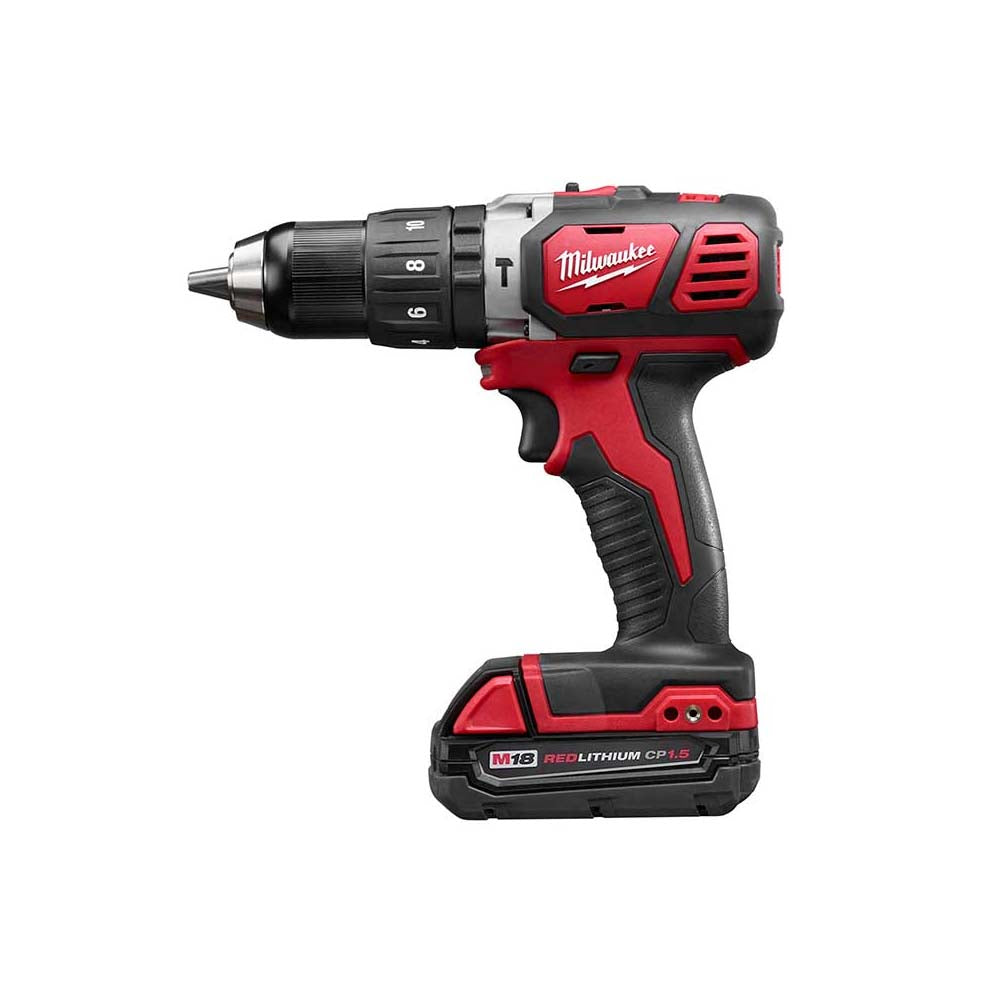 KIT TALADRO PERCUTOR / DESTORNILLADOR 1/2" M18: BATERIA 18V. 1.5AMP M18 CARGADOR DE BATERIA MULTIPLE M12 Y M18 ESTUCHE DE TRANSPORTE MILWAUKEE