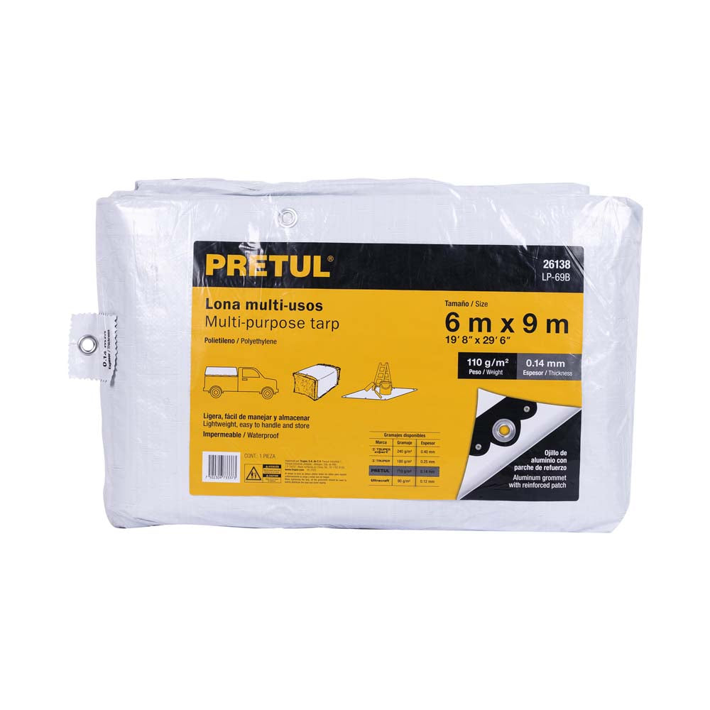 LONA 6 X 9 M BLANCA PRETUL MCA TRUPER