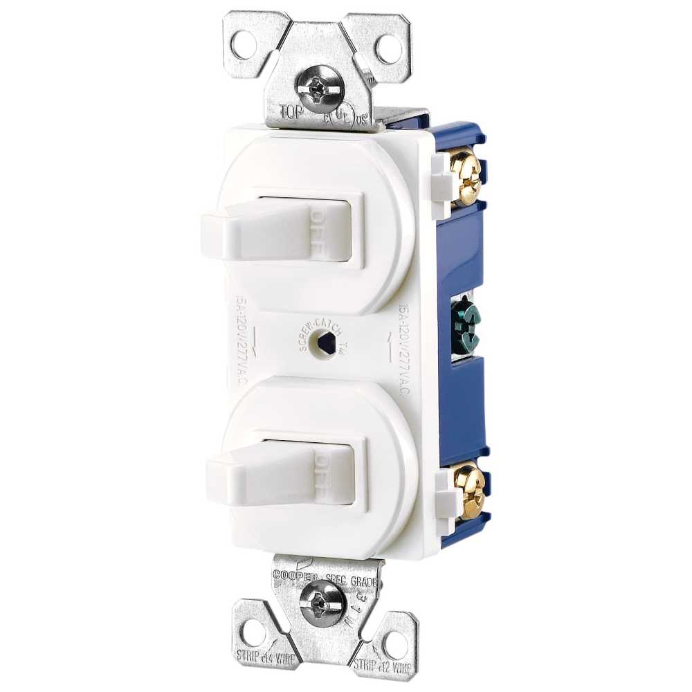 INTERRUPTOR DOBLE DECORATOR SENSILLO BCO 2P 3H 15A 120/277V 271W-BOX