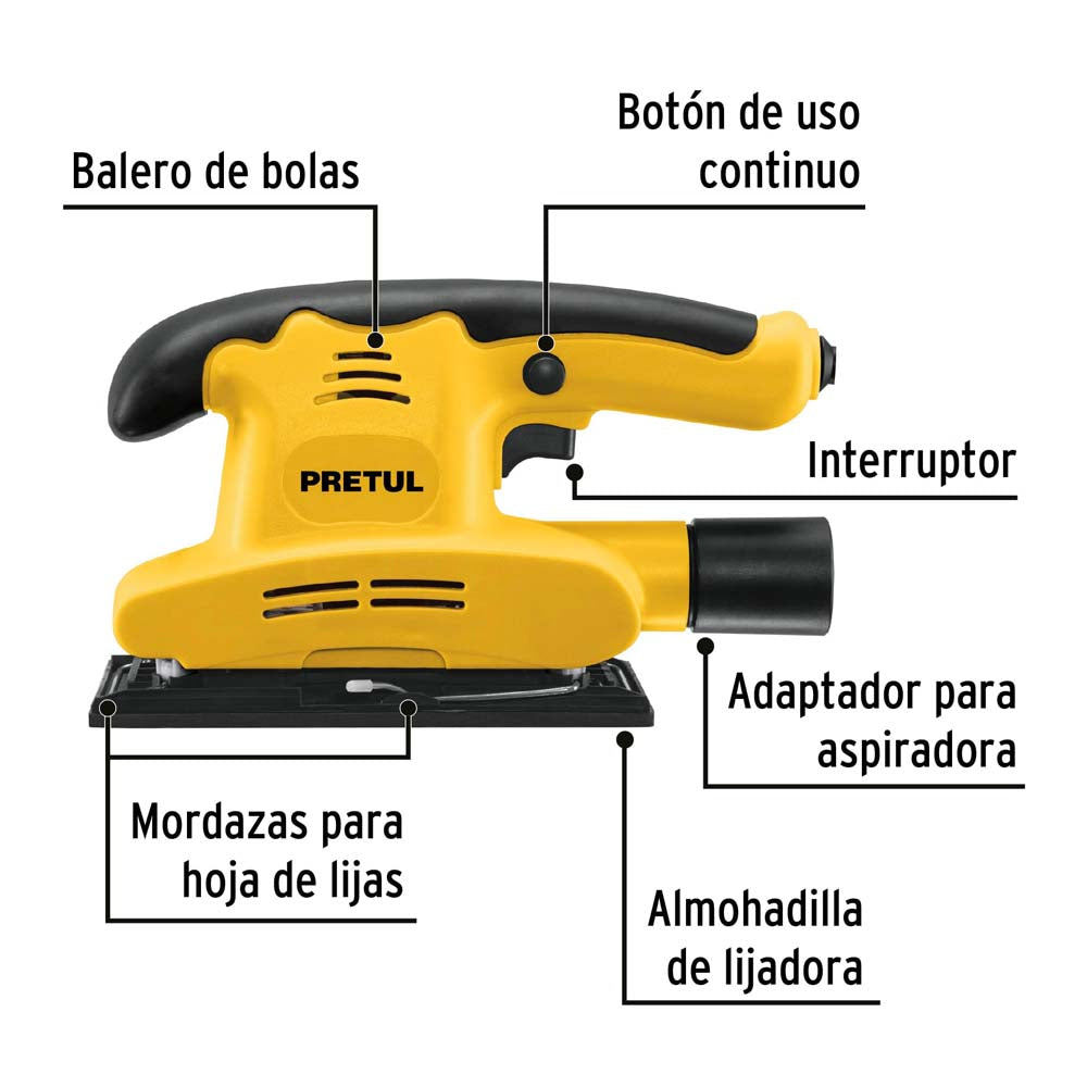 LIJADORA ORBITAL 1/3 HOJA 150 W PRETUL