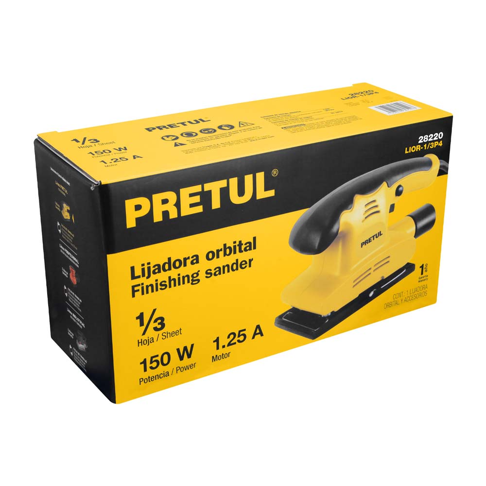 LIJADORA ORBITAL 1/3 HOJA 150 W PRETUL