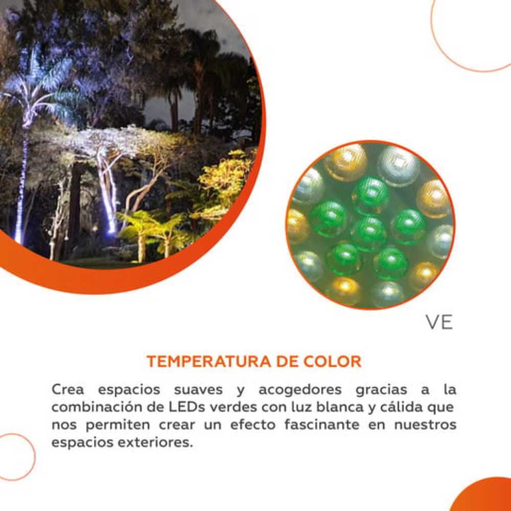 REFLECTOR LED EXTERIOR 28W LUZ DE LUNA COLOR VERDE IP66 IK08 NO ATENUABLE LED INTEGRADO TECNOLITE