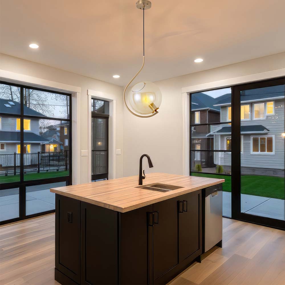 COLGANTE METAL-VIDRIO DORADO/AMBAR E26 CLASS *** HA. LUMI ***