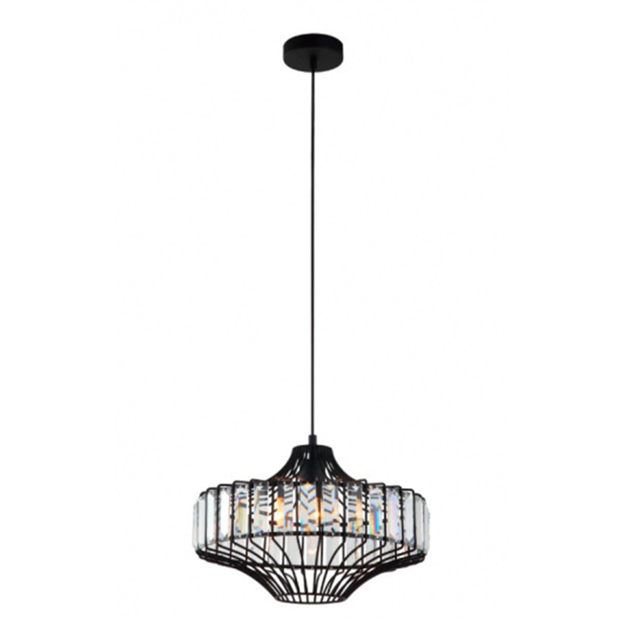 LUMINARIO COLGANTE ESTILO COMTEMPORANEO 1X26W E26 C/ CRISTAL ACABADO DE METAL *** HASTA AGOTAR ***