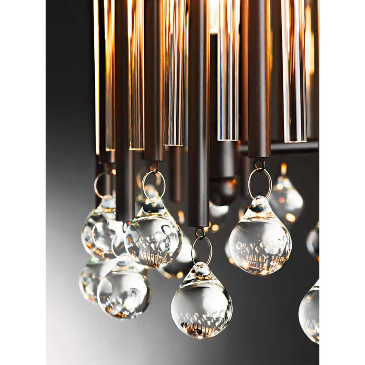 LUMINARIO COLGANTE ESTILO OVAL 4XE15 C/ CRISTAL HIERRO COLOR NEGRO *** EXHIBIDO ***