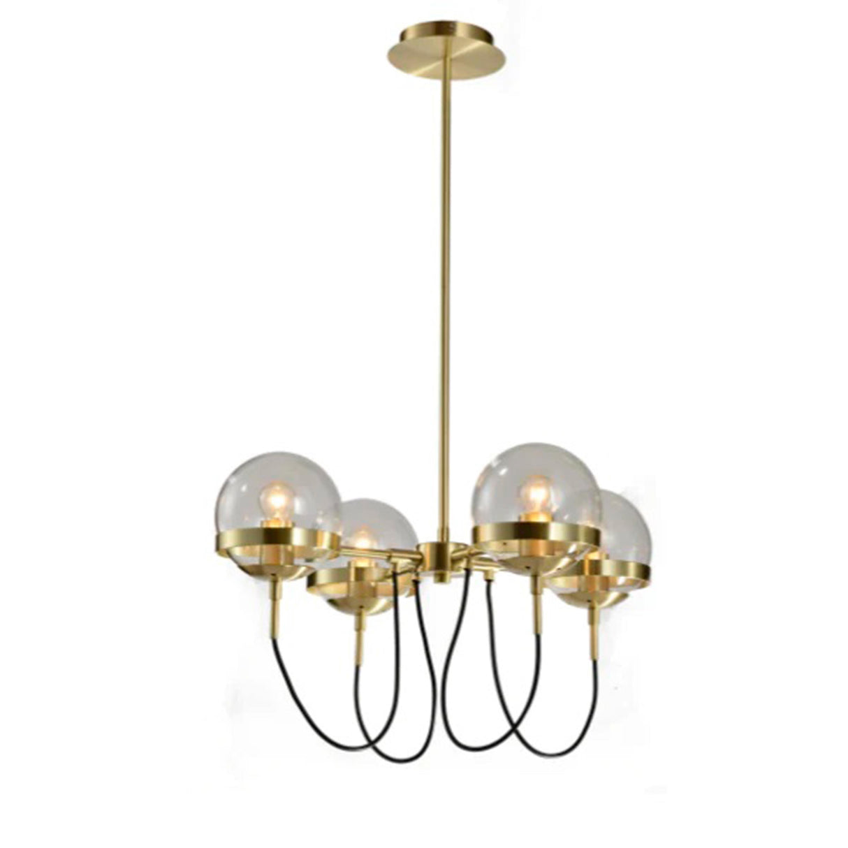 LUMINARIO COLGANTE DE 4 ESFERAS 4XE26 LATON-VIDRIO COLOR DORADO *** HAE *** *** INCLUYE FOCO ***