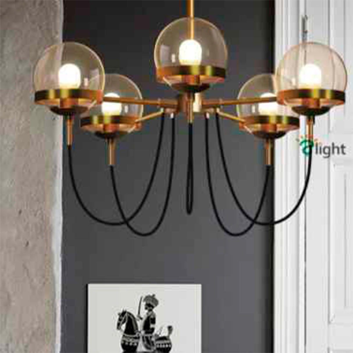 LUMINARIO COLGANTE DE 4 ESFERAS 4XE26 LATON-VIDRIO COLOR DORADO *** HAE *** *** INCLUYE FOCO ***