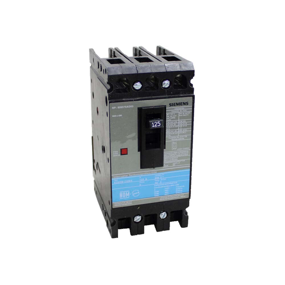 INTERRUPTOR TERMOMAGNETICO 3X125A/600V ED ED63B125MX A7B10000002727 SIEMENS
