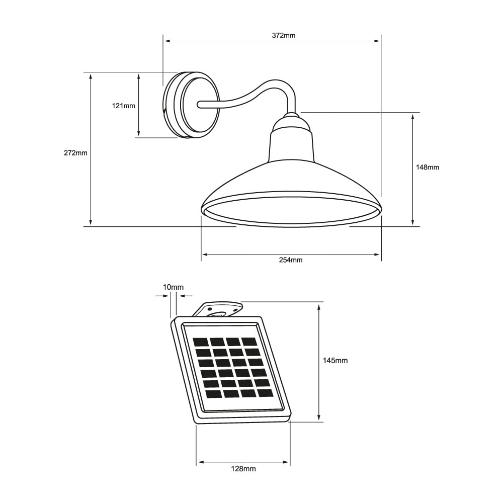 LUMINARIO EXT SOLAR MURO LED 2W 27K NEGRO