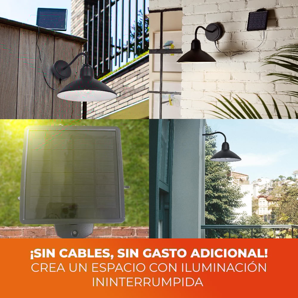 LUMINARIO EXT SOLAR MURO LED 2W 27K NEGRO