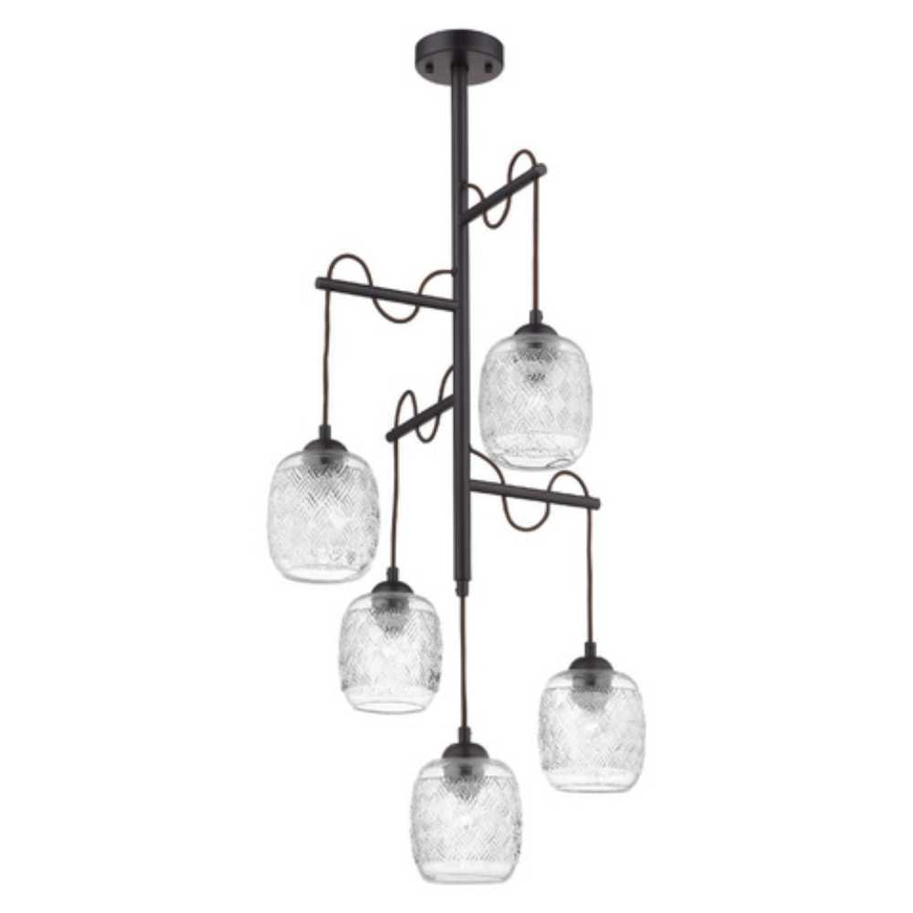 COLGANTE DE CRISTAL FULU III TECNOLITE 1.50 METROS DE ALTURA POTENCIA MÁXIMA 300W 5 BASES E27 NO INCLUYE FOCO