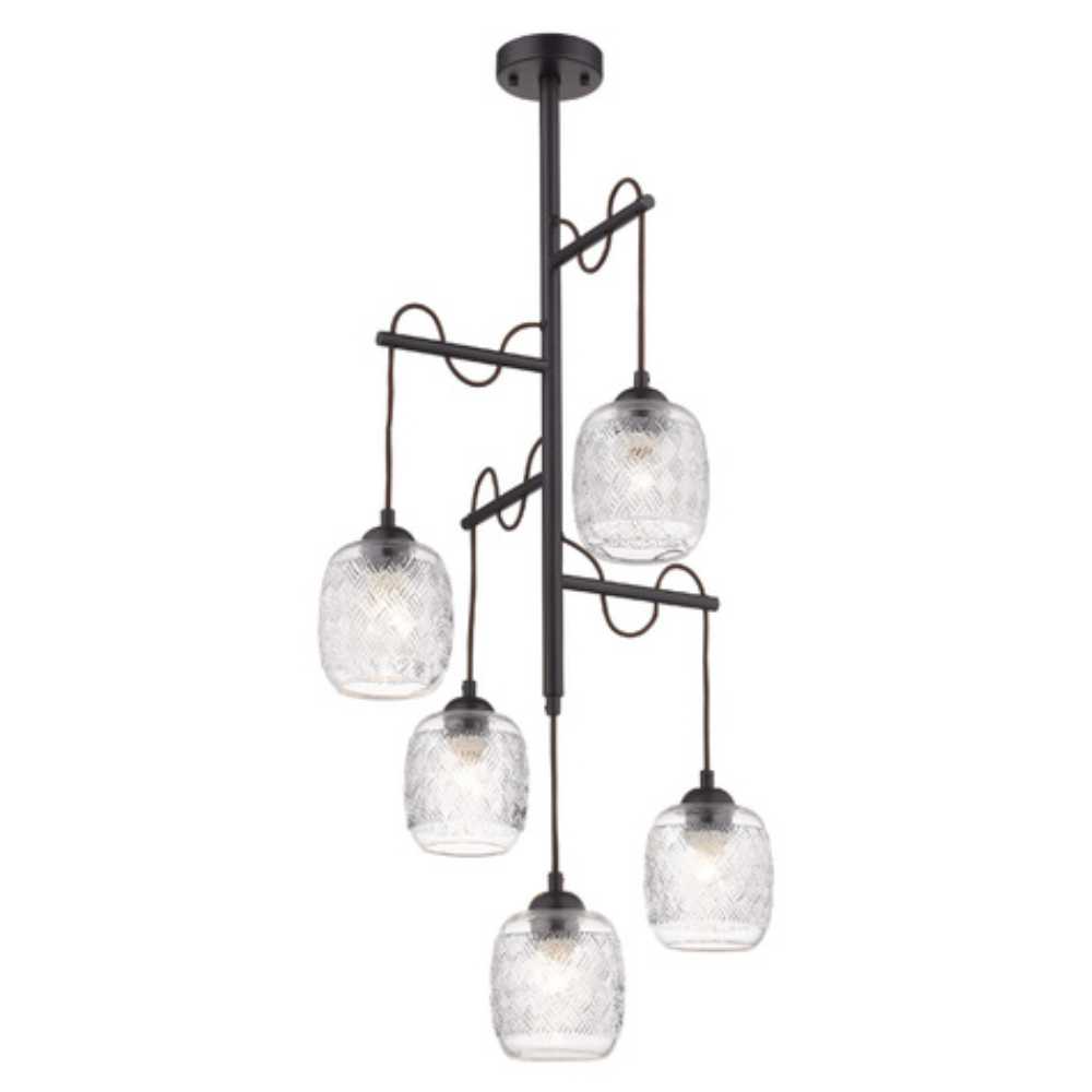 COLGANTE DE CRISTAL FULU III TECNOLITE 1.50 METROS DE ALTURA POTENCIA MÁXIMA 300W 5 BASES E27 NO INCLUYE FOCO