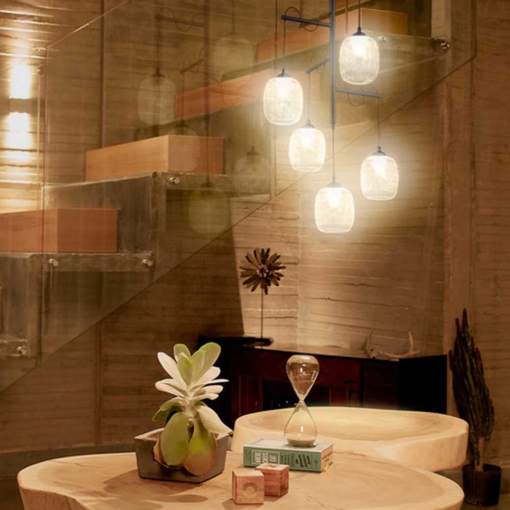 COLGANTE DE CRISTAL FULU III TECNOLITE 1.50 METROS DE ALTURA POTENCIA MÁXIMA 300W 5 BASES E27 NO INCLUYE FOCO