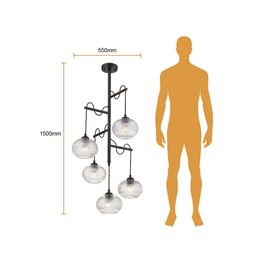 COLGANTE DE CRISTAL TECNOLITE DIADEM IV 1.5M DE ALTURA 300W CINCO BASES E27 NO INCLUYE FOCOS