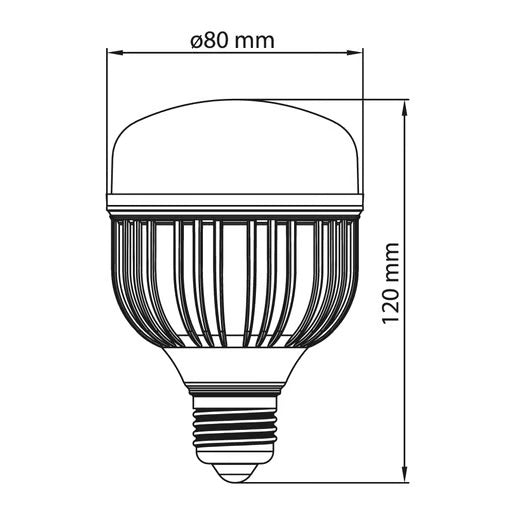 FOCO DE ALTA POTENCIA LHB LED T80 30 W LUZ DE DIA BASE E27 NO ATENUABLE