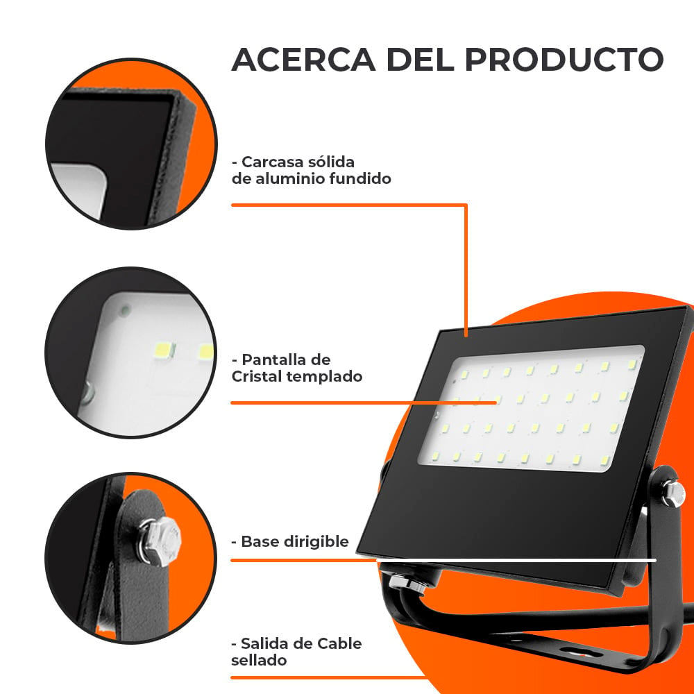 REFLECTOR EXT LED 30W 100-240V 2700LM 3000K NGR ***HAE2025***