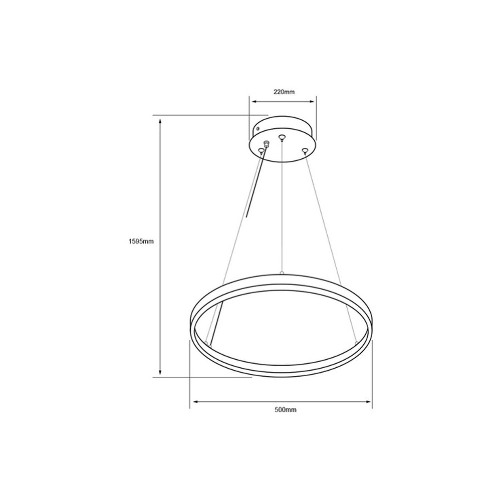 COLGANTE CIRCULAR LED TECNOLITE KAITOS ANILLO 50CM DE DIAMETRO 1.59M DE ALTURA 32W LUZ SUAVE CÁLIDA ATENUABLE LED INTEGRADO