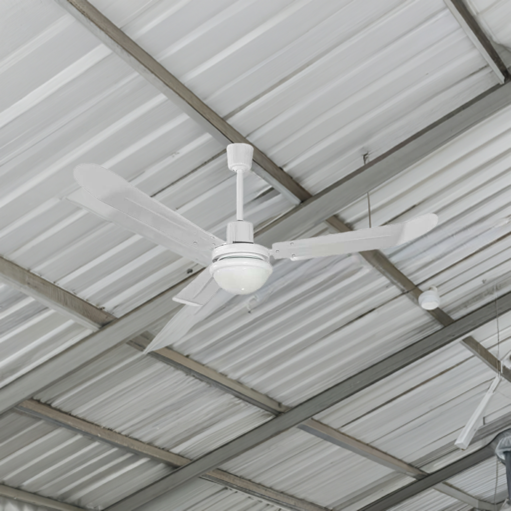 VENTILADOR DE TECHO ESTEVEZ COOLFAN TORMENTA CON LUZ TRES ASPAS BASE E26 INCLUYE CONTROL DE PARED 56"