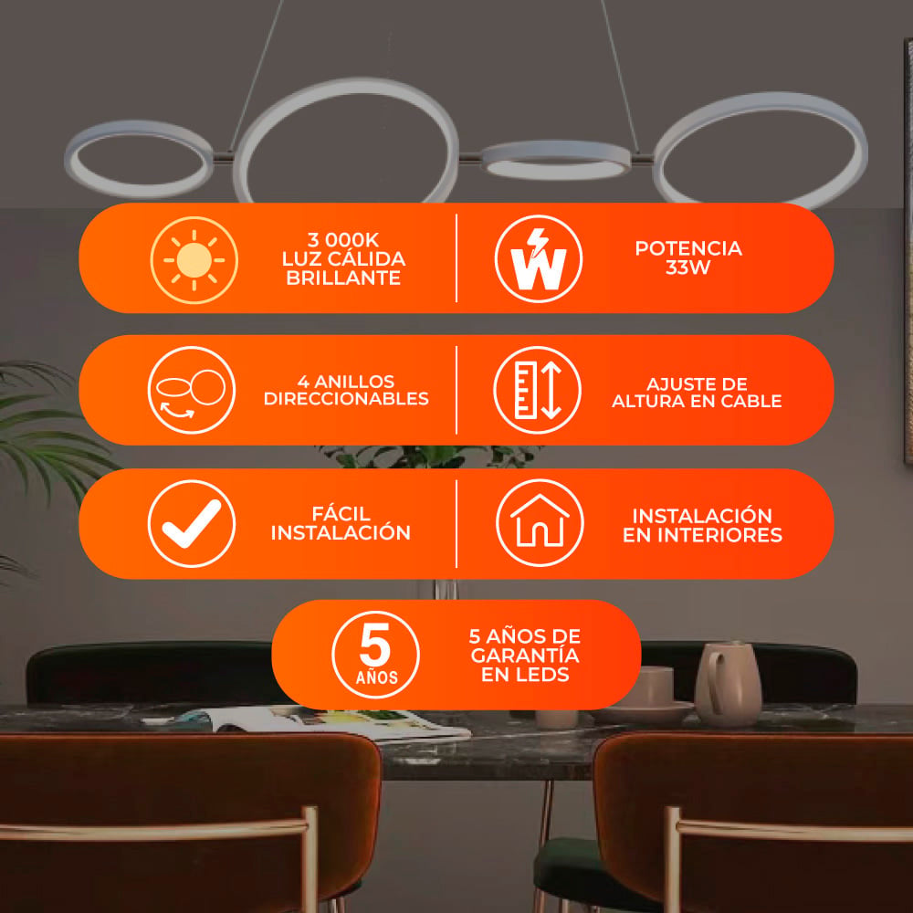 LUMINARIO P / INT. LED 33W 100-240V 2015LM 3000KBCO MCA TECNOLITE